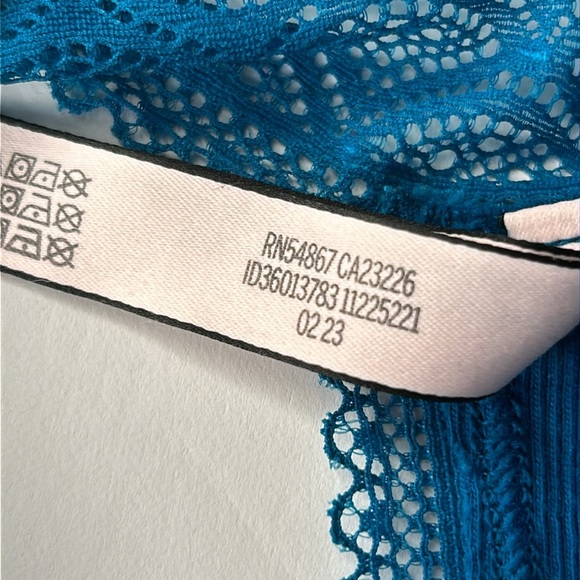 Victoria’s Secret 100% Cotton Teal Lace Waist Ribbed Thong G-String Panties Sz S - Picture 13 of 14